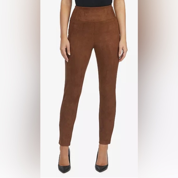 LAUNDRY BY SHELLI SEGAL Pants Faux Suede Leather Pull-On Brown Women’s M - Picture 3 of 10